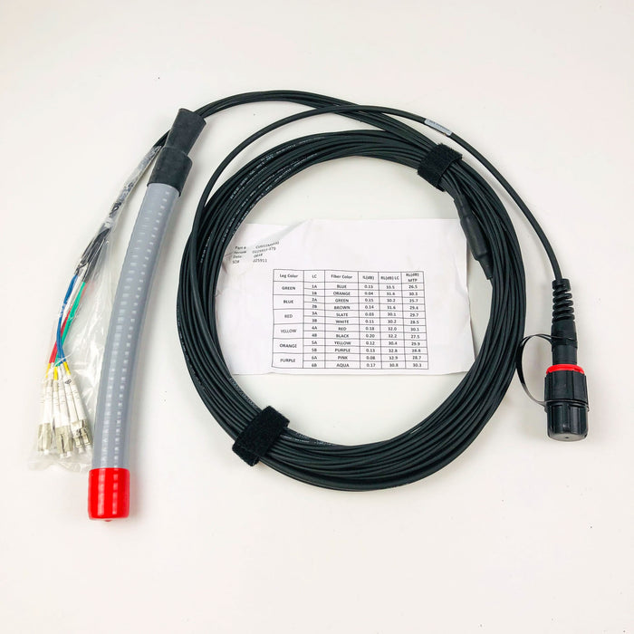 CUIJ12MM30 Cable 30 Ft OM3 50um Mini Armored 12 Strand IP-MPO Male LC-UPC