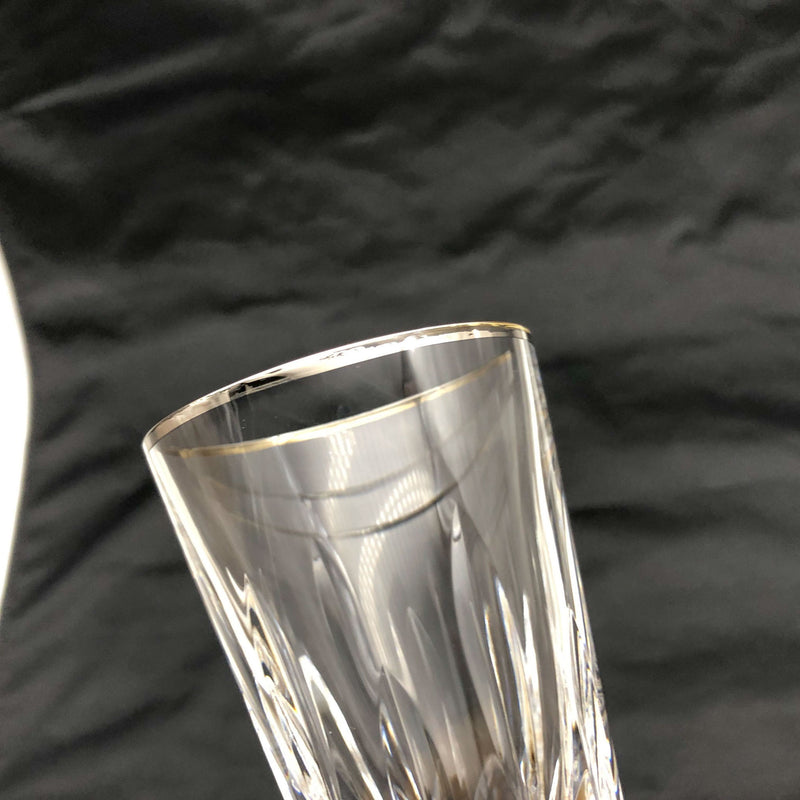 Waterford Champaign Flute Platinum Lismore 8-7/8" Signed Silver Rim 101661