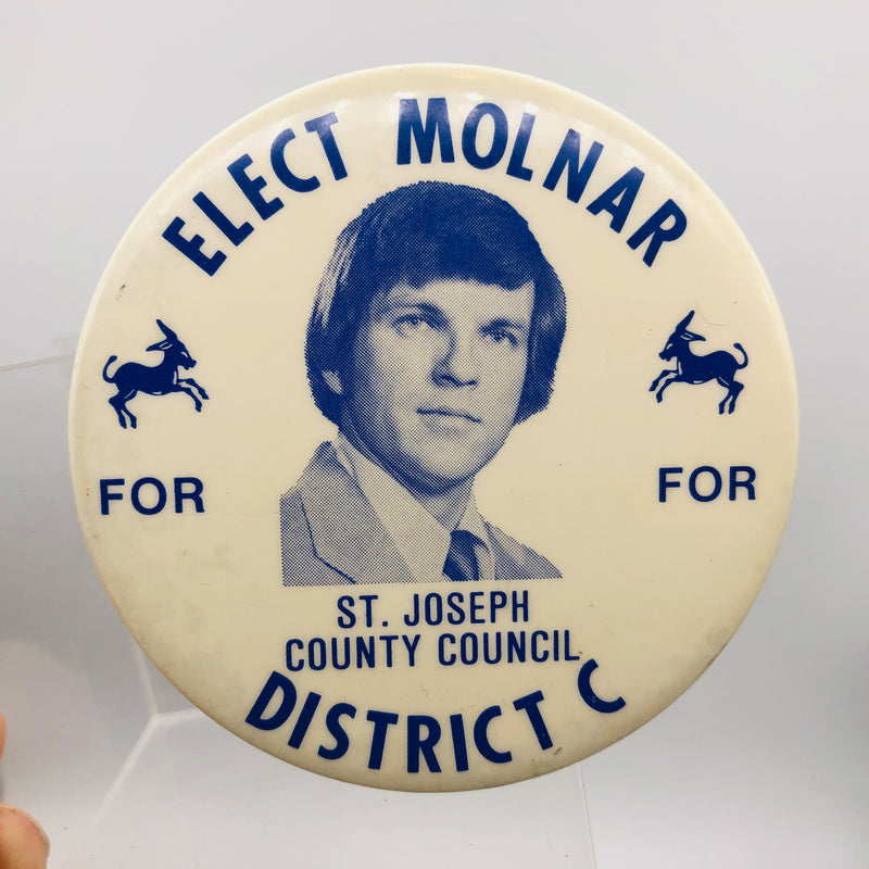 St Joseph County Council District C Button 2.75" Indiana 1970s Molnar Democrate
