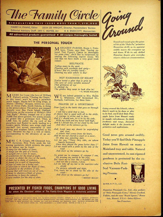 The Family Circle Magazine February 25 1938 Vol 12 No 8 Joe Crane, Robert Taylor 2