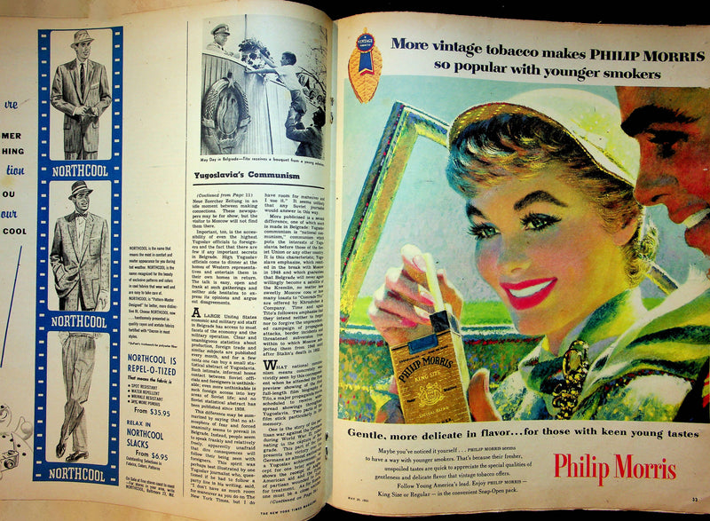 New York Times Magazine May 1955 Yugoslavia Communism Philip Morris Cigarette Ad 5