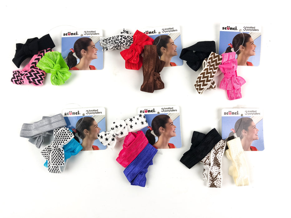 18ct Scunci Hair Ties Knotted Ponytailers Ponytail Holders Bows Ribbons Stars