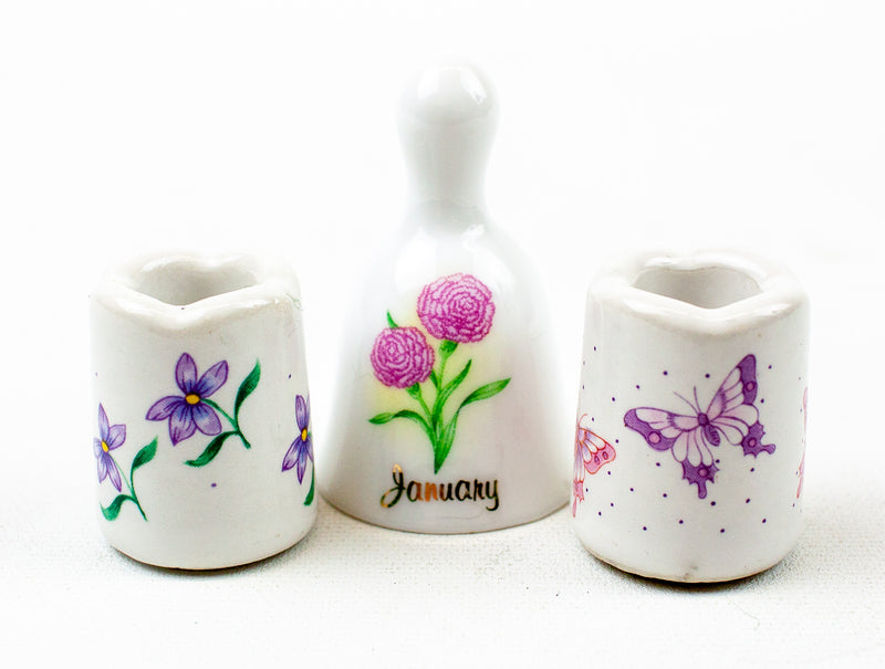 Vintage Russ Miniatures - Bell and Candle Holders | Made in Taiwan