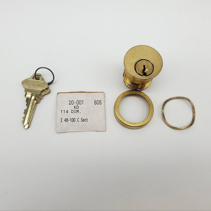 Schlage Mortise Lock Cylinder 1-1/4" Length Bright Brass 20-001 C Keyway NOS