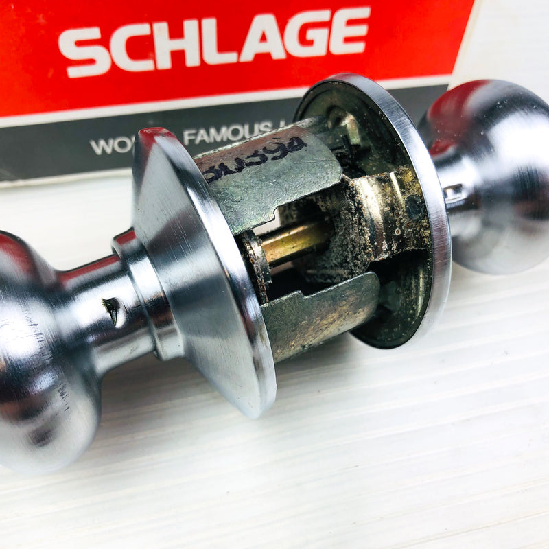 Schlage Privacy Locking Doorknob F40N-00-PLY-626 Satin Chrome No Latch New NOS