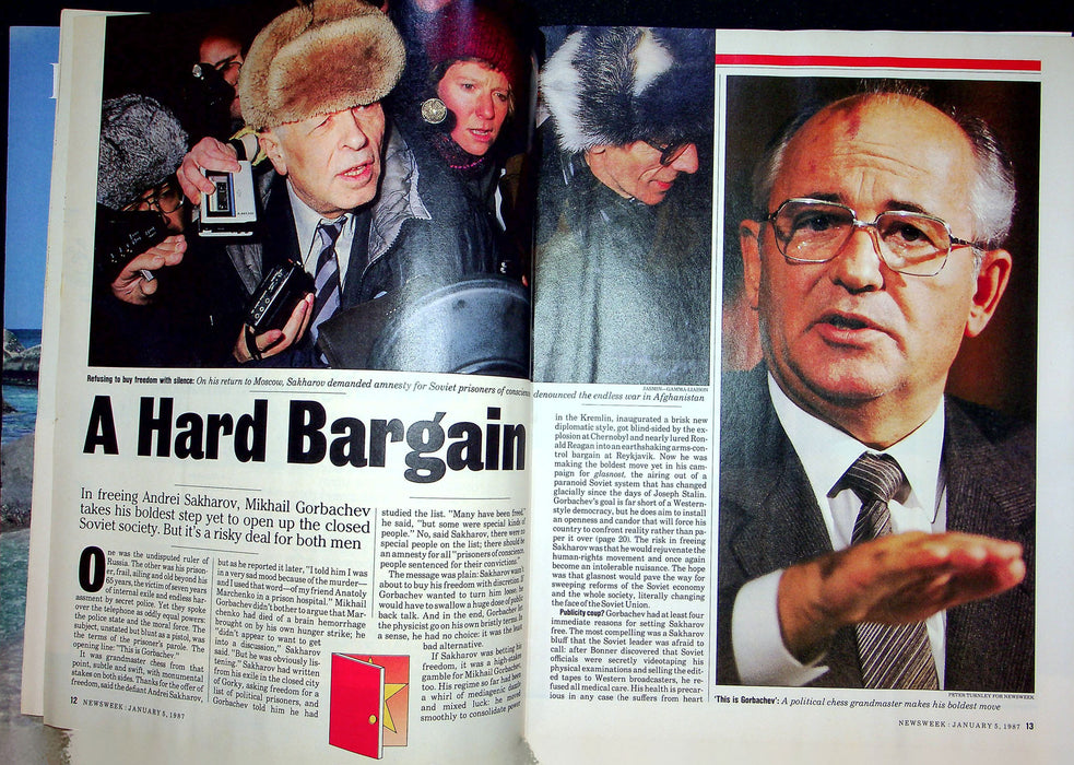 Newsweek Magazine January 5 1987 Mikhail Gorbachev Frees Andrei Sakharov