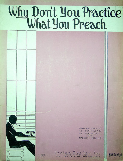 Vintage Sheet Music Why Don't You Practice What You Preach 1934 Hoffman Goodhart 1