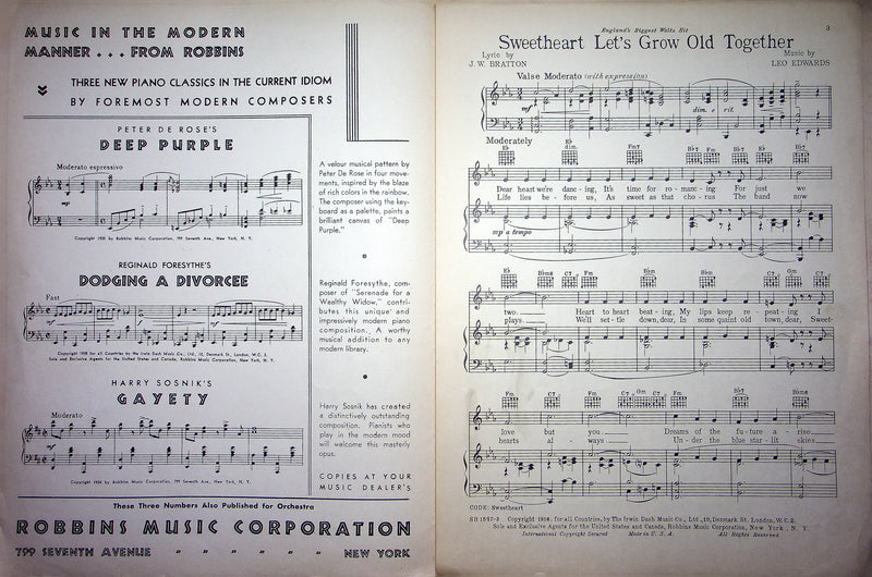 Vintage Sheet Music Sweetheart Let's Grow Old Together Will Osborne 1936 Piano 3