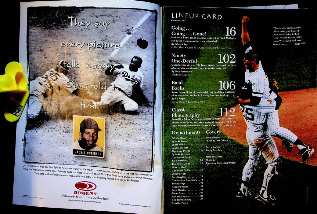 Beckett Baseball Magazine Oct 1997 # 151 Tino Martinez Barry Bonds Mark McGire 2