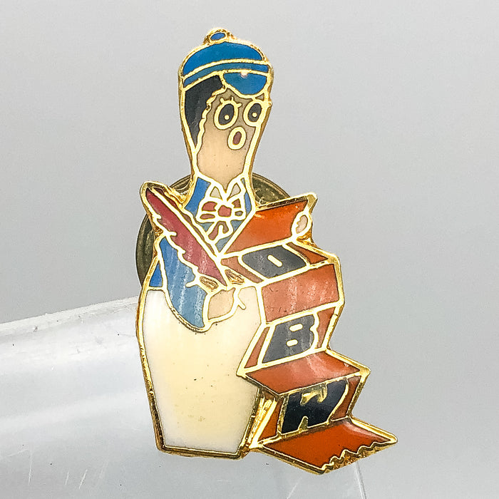 Womens Bowling Association Lapel Pin Pinback WBA Vintage Feather Pen Enamel