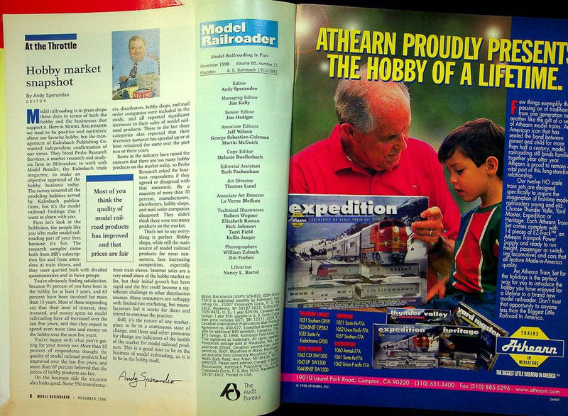 Model Railroader Magazine November 1998 Vol 65 No 11 Airbrush Painting