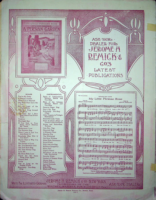 Sheet Music You're My Baby A Seymour Brown Nat D Ayer Babe Latour 1912 Remick 3