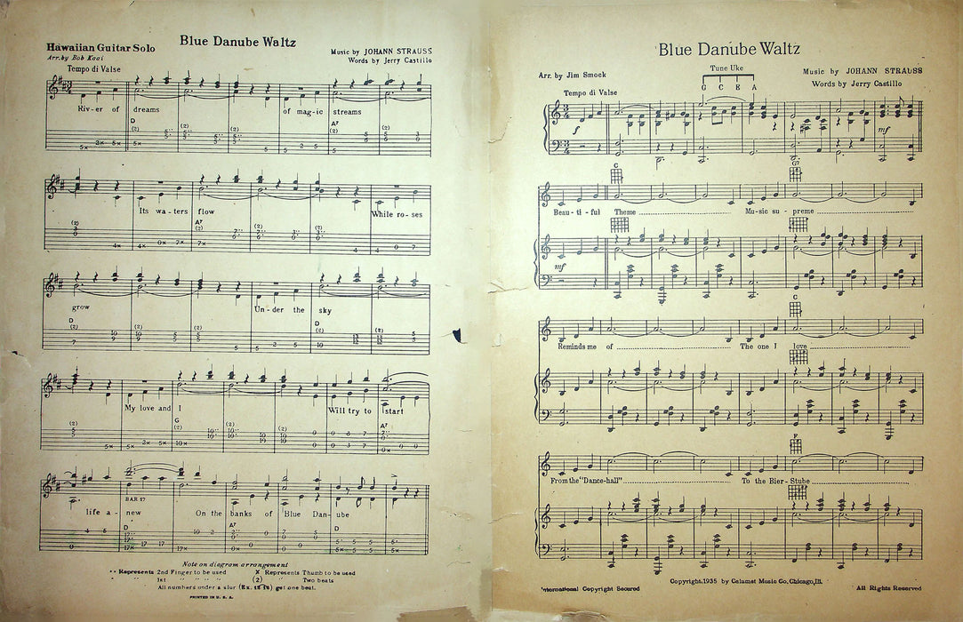 Sheet Music Blue Danube Waltz Johann Strauss Ian Garber The Idol Of The Air Lane 2