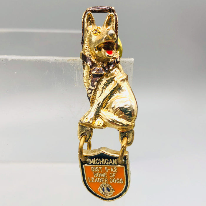 Vintage Lions Club Lapel Pin District 11-A2 Leader Dogs Michigan German Shepherd