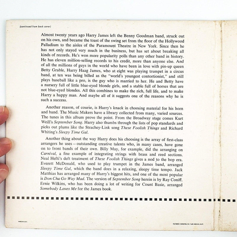 More Harry James in Hi-Fi Part 3 & 4 Record 45 RPM Double EP Capitol Records 3