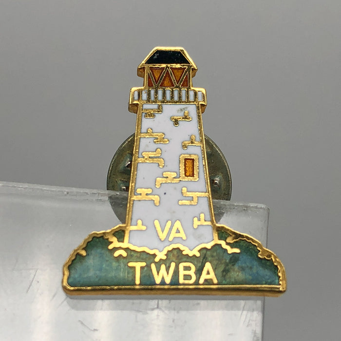 Womens Bowling Association Lapel Pin Tidewater Virginia TWBA Lighthouse Enamel