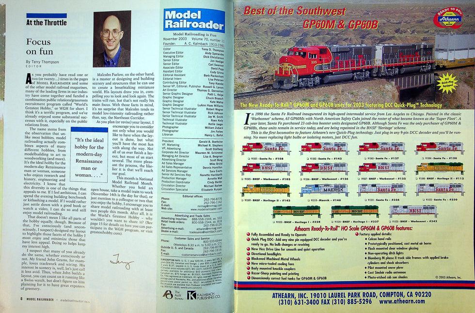 Model Railroader Magazine November 2003 Vol 70 No 11 Awesome HO Scale Industrial