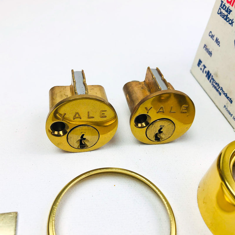 Yale Tubular Deadlock 6 Pin Cylinder Locks 170 1/4 US03 Bright Brass KA2 New NOS