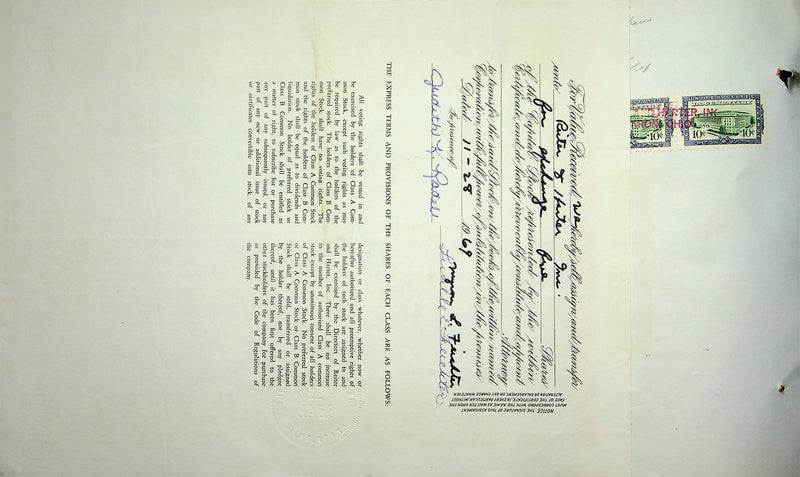 Reiter Dairy Company Stock Certificate Bond Scripophilly Akron Ohio 1966 No 279