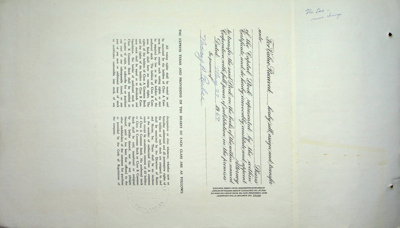 Reiter Dairy Company Stock Certificate Bond Scripophilly Akron Ohio 1966 No 310