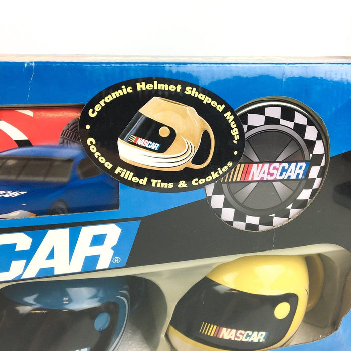 NASCAR Ceramic Helmet Mug Gift Set 4 Mugs, Cocoa & Cookies NEW SEALED 4