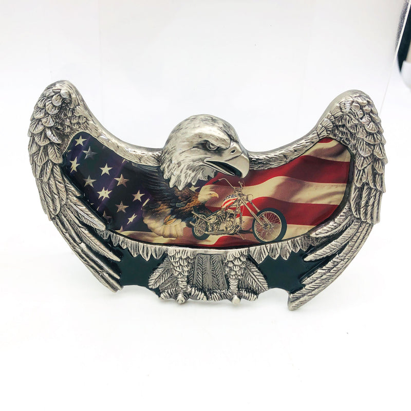 Pewter Belt Buckle Road To Glory Ride Hard Live Free Motorcycle American Flag