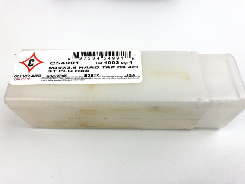 Cleveland C54991 HSS Straight Flute Hand Tap D9, M30-3.50, Plug, 4 Flutes 1pc 3