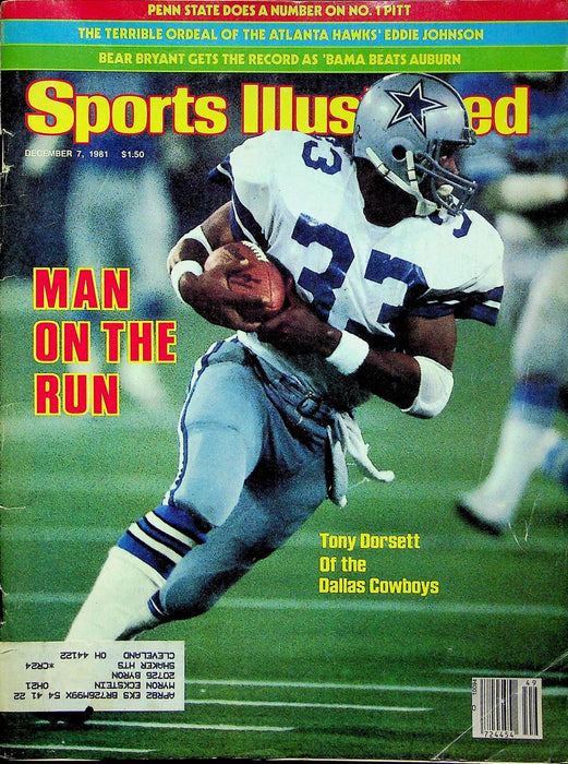 Sports Illustrated Magazine Dec 7 1981 Tony Dorsett Dallas Cowboys Running Back