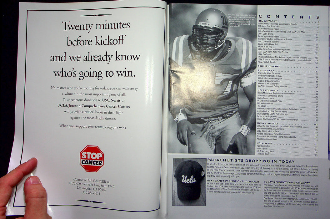 UCLA Bruins Football Program Sep 22 2001 Vs. Ohio State Buckeyes Deshaun Foster