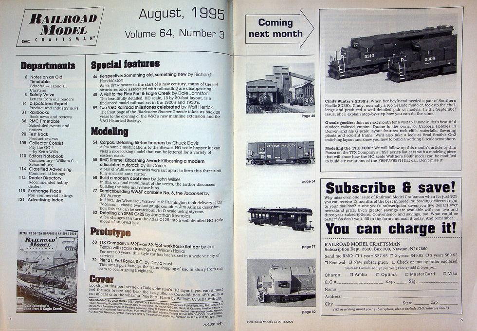 Railroad Model Craftsman Magazine August 1995 Vol 64 No 3 Johnston's Pine Port