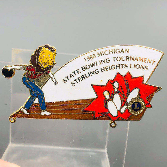 Vintage Lions Club Lapel Pin Michigan Bowling Tournament Sterling Heights 4