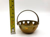 Vintage Brass Basket Bowl Handled Heart Shaped Holes Round Circle Made in India 9