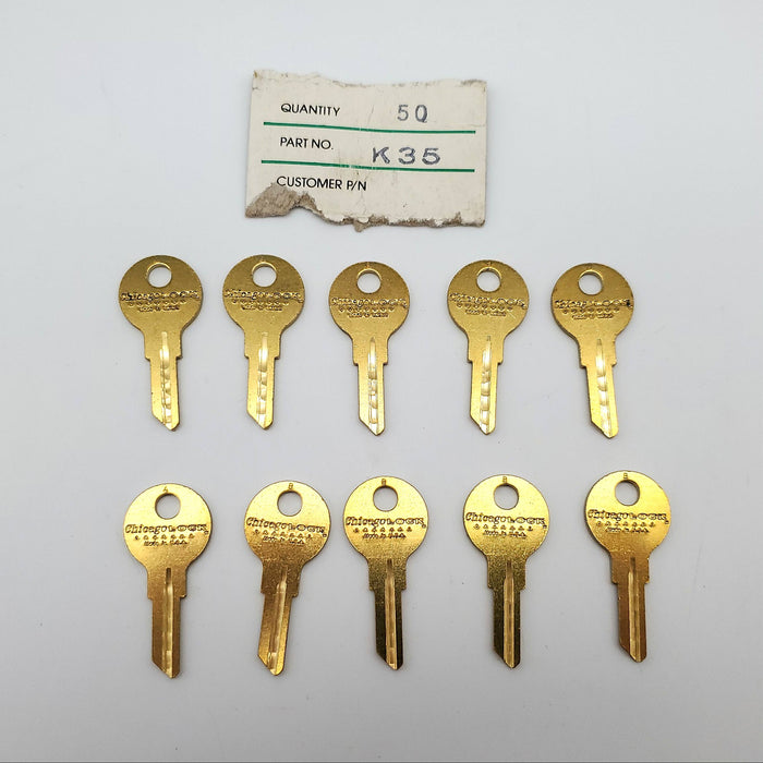 10x Compx Chicago K-35 Key Blanks DK-35 Keyway Brass 5 Pin NOS