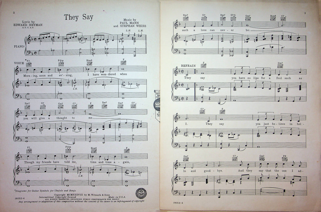 They Say Sheet Music Paul Mann Stephan Weiss 1937 Edward Heyman Piano Vocal Song 3