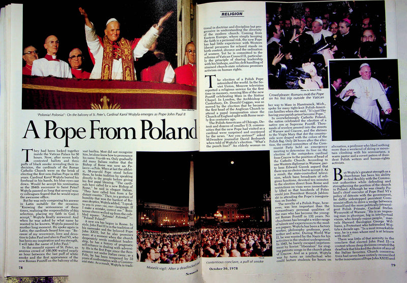 Newsweek Magazine October 30 1978 Pope John Paul II Polish Inflation Plan Carter 3