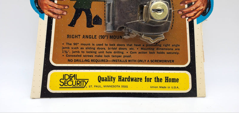Vintage Sliding Door Lock Antique Bronze Right Angle Mount USA Union SK-702 NOS