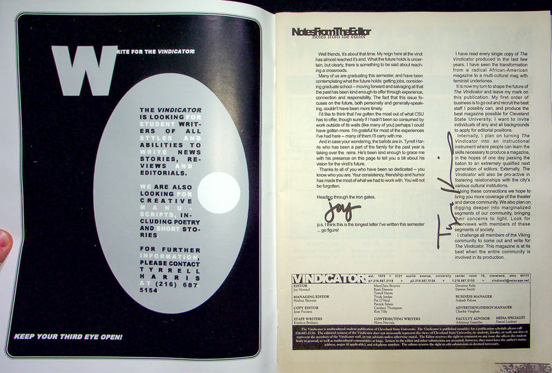 The Vindicator Magazine May 2002 Cleveland State University CSU Octavia Butler
