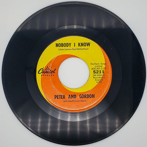 Peter And Gordon Nobody I Know Record 45 RPM Single 5211 Capitol Records 1964 1