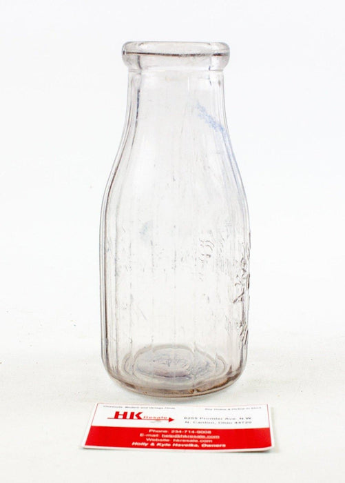 The Akron Pure Milk Co. One Pint Milk Bottle - Clear Glass Akron Ohio | Embossed 4