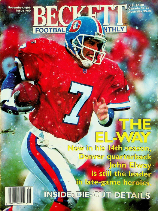 Beckett Football Magazine November 1996 # 80 John Elway 14th Season Denver QB 1