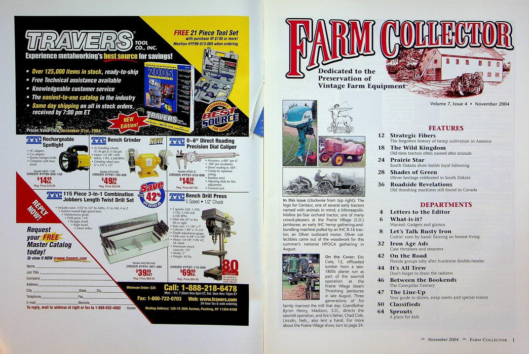 Farm Collector Magazine November 2000 Vol 7 # 4 Colonial Cash Crop