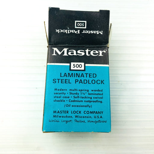 Master 500 Steel Padlock Lock Keys Laminated New Old Stock NOS Keyed 255 Vintage 2