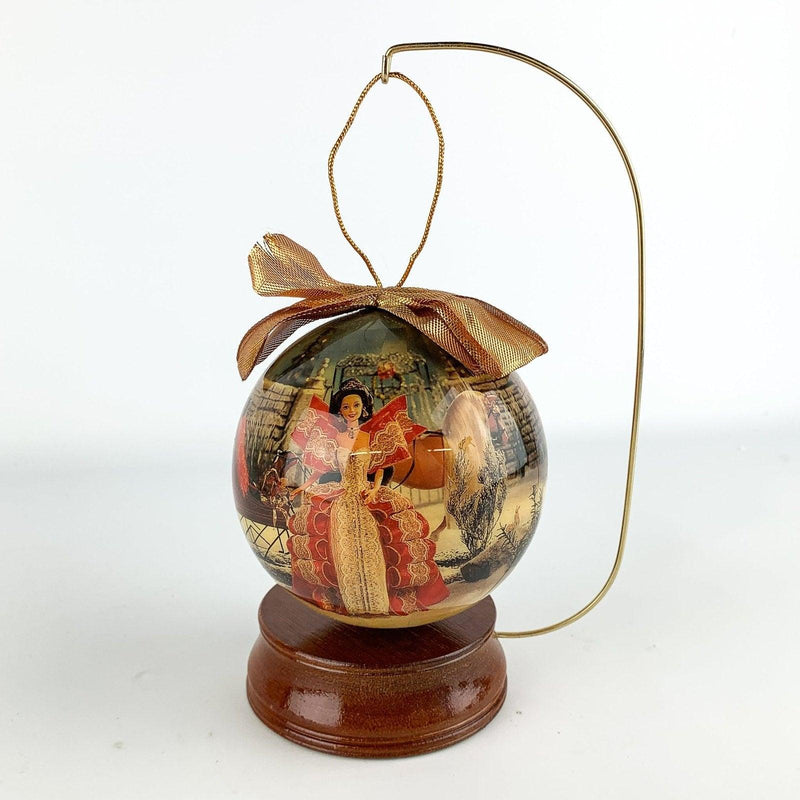1997 Holiday Barbie 4" Decoupage Ornament w/ Wood Stand & Box 3