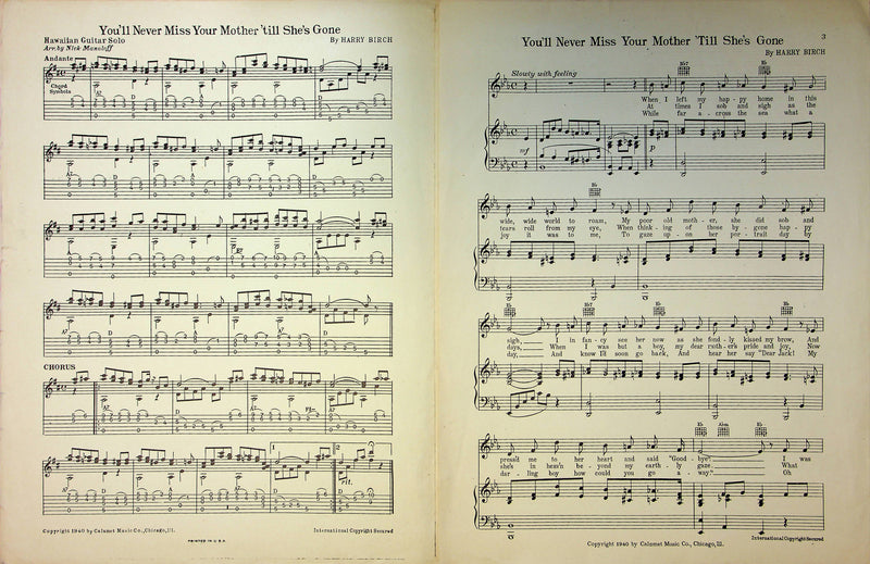 Vintage Hawaiian Sheet Music You'll Never Miss Your Mother 'Till She's Gone 2