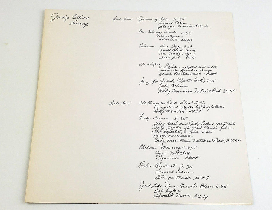 Judy Collins Living 33 RPM LP Record Elektra Records 1971 EKS-75014 8