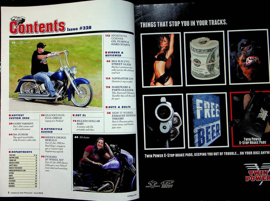 American Iron Motorcycle Magazine Oct # 328 2015 Road King Rebuild Evo Swingarm