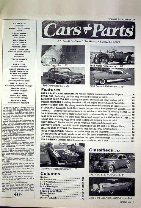 Cars & Parts Magazine October 1913 Pierce-Arrow Touring, 1966 Chevy Nova SS