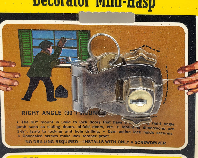 Vintage Sliding Door Lock Antique Bronze Right Angle Mount USA Union SK-702 NOS
