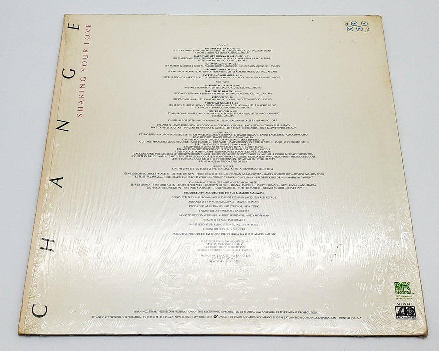 Change Sharing Your Love 33 RPM LP Record Atlantic 1982 IN SHRINK 2
