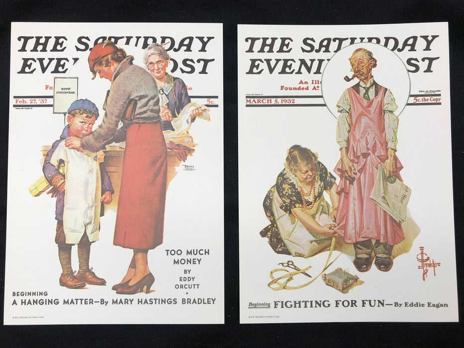 Saturday Evening Post Lithograph Prints 1930s Magazine Cover 5x7 Orig Envelope